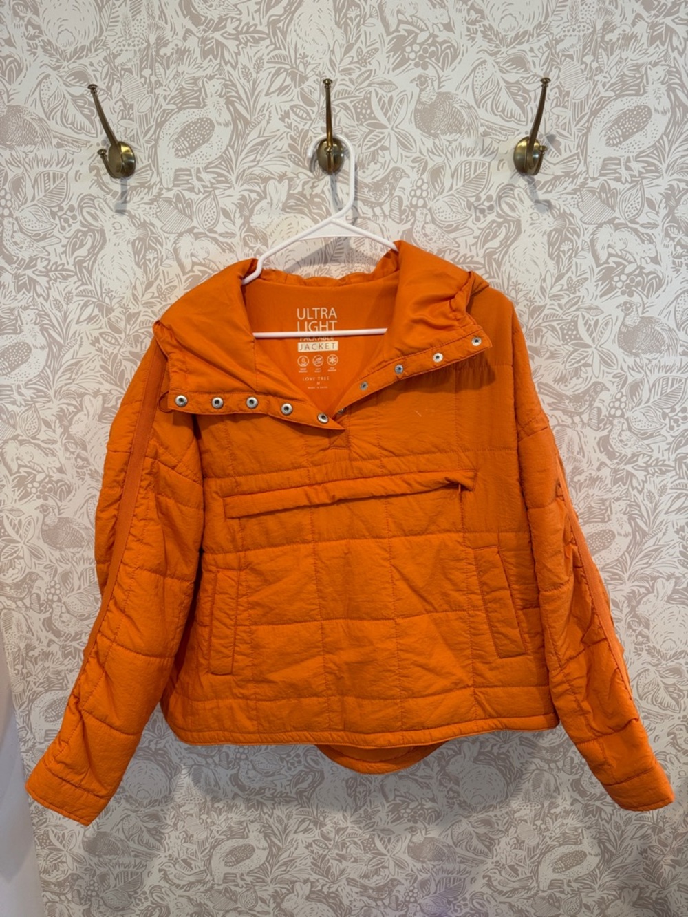 Love Tree Orange Quilted Pullover Jacket